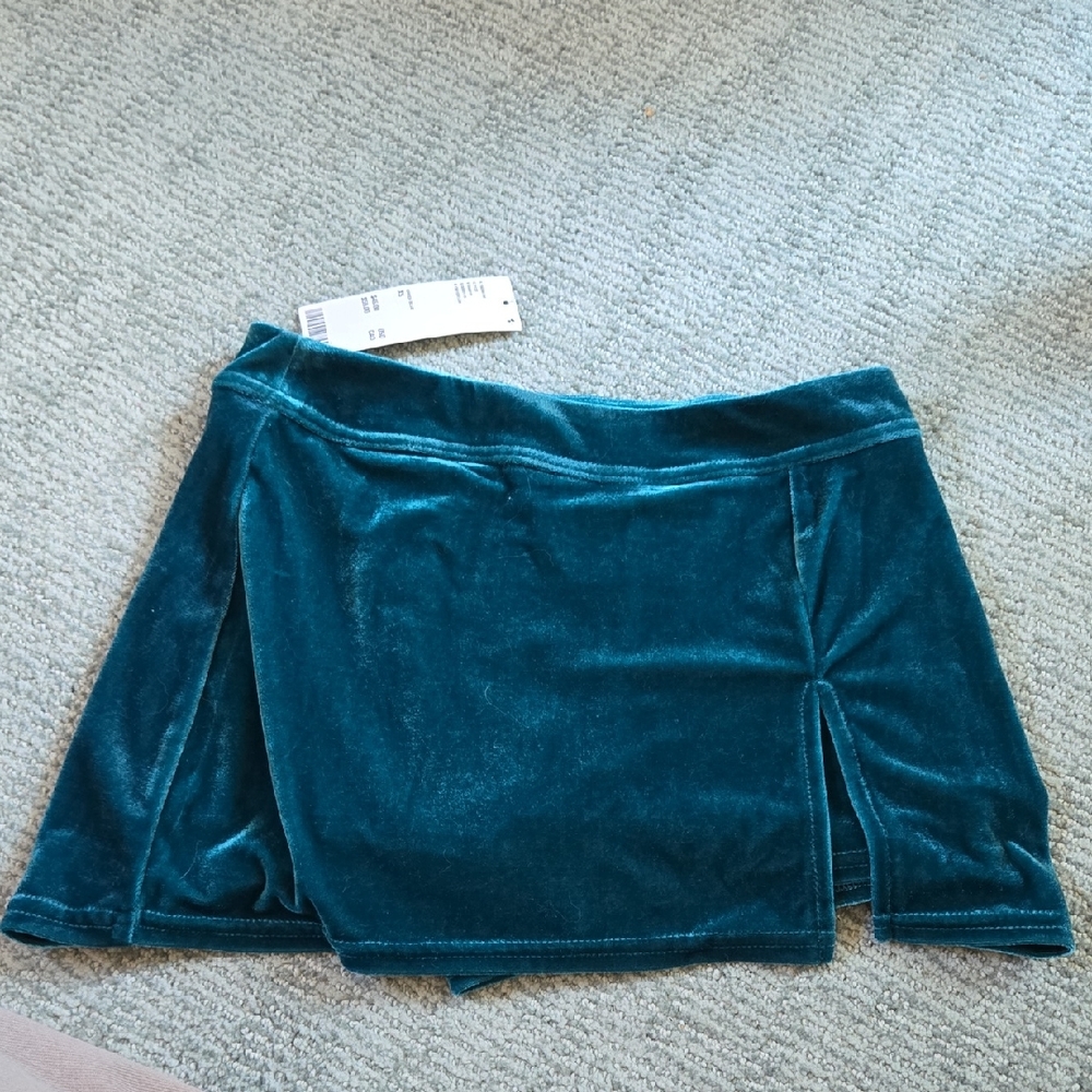 Urban Outfitters Teal Velvet Mini Skirt